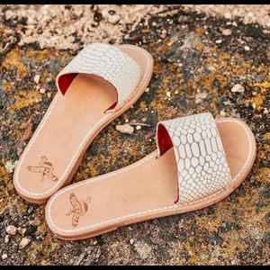 Freebies “Golden” Snake Embossed Leather Slides